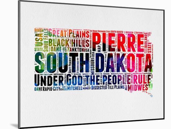 South Dakota Watercolor Word Cloud-NaxArt-Mounted Art Print