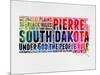 South Dakota Watercolor Word Cloud-NaxArt-Mounted Art Print