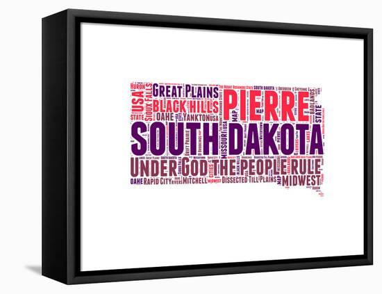 South Dakota Word Cloud Map-NaxArt-Framed Stretched Canvas