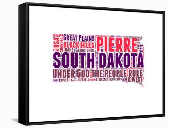 South Dakota Word Cloud Map-NaxArt-Framed Stretched Canvas