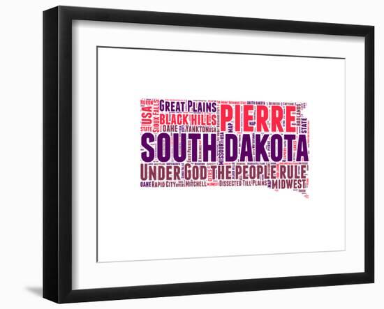 South Dakota Word Cloud Map-NaxArt-Framed Art Print