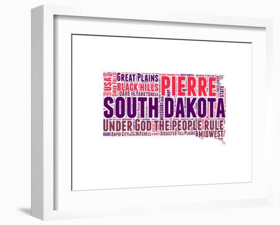 South Dakota Word Cloud Map-NaxArt-Framed Art Print