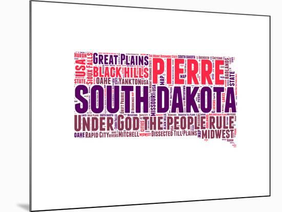 South Dakota Word Cloud Map-NaxArt-Mounted Art Print