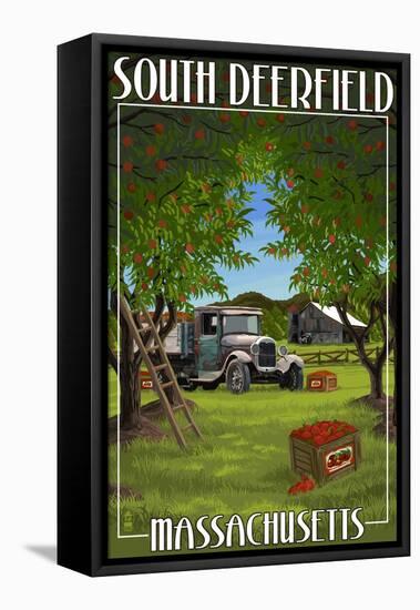 South Deerfield, Massachusetts - Apple Orchard Harvest-Lantern Press-Framed Stretched Canvas