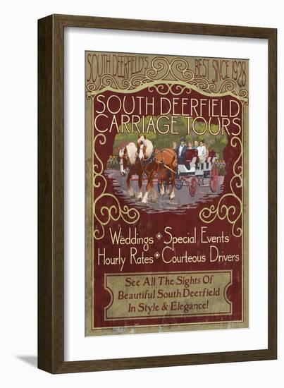 South Deerfield, Massachusetts - Carriage Tours-Lantern Press-Framed Art Print