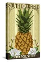 South Deerfield, Massachusetts - Colonial Pineapple-Lantern Press-Stretched Canvas