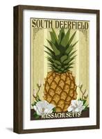 South Deerfield, Massachusetts - Colonial Pineapple-Lantern Press-Framed Art Print