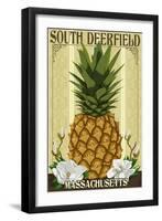 South Deerfield, Massachusetts - Colonial Pineapple-Lantern Press-Framed Art Print