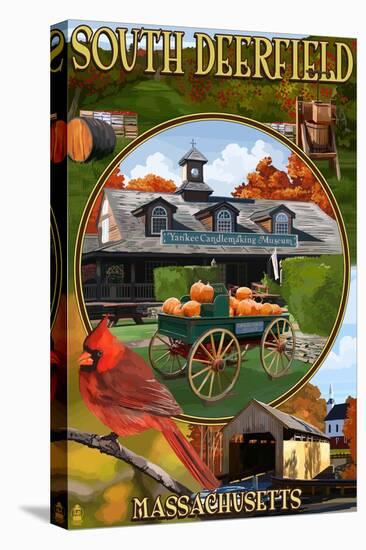 South Deerfield, Massachusetts - Montage Scenes-Lantern Press-Stretched Canvas