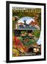 South Deerfield, Massachusetts - Montage Scenes-Lantern Press-Framed Art Print