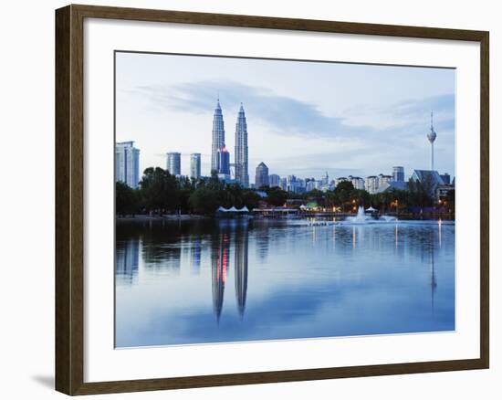 South East Asia, Malaysia, Kuala Lumpur, Petronas Towers and Kl Tower, Lake Titiwangsa-Christian Kober-Framed Photographic Print