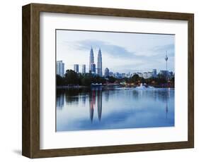 South East Asia, Malaysia, Kuala Lumpur, Petronas Towers and Kl Tower, Lake Titiwangsa-Christian Kober-Framed Photographic Print