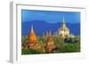 South East Asia, Myanmar, Bagan, Pagodas on Bagan Plain and Thatbyinnyu Pahto Temple-Christian Kober-Framed Photographic Print