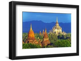 South East Asia, Myanmar, Bagan, Pagodas on Bagan Plain and Thatbyinnyu Pahto Temple-Christian Kober-Framed Photographic Print