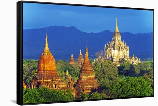 South East Asia, Myanmar, Bagan, Pagodas on Bagan Plain and Thatbyinnyu Pahto Temple-Christian Kober-Framed Stretched Canvas