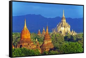 South East Asia, Myanmar, Bagan, Pagodas on Bagan Plain and Thatbyinnyu Pahto Temple-Christian Kober-Framed Stretched Canvas