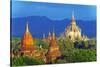 South East Asia, Myanmar, Bagan, Pagodas on Bagan Plain and Thatbyinnyu Pahto Temple-Christian Kober-Stretched Canvas