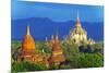 South East Asia, Myanmar, Bagan, Pagodas on Bagan Plain and Thatbyinnyu Pahto Temple-Christian Kober-Mounted Premium Photographic Print