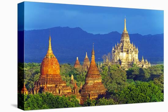 South East Asia, Myanmar, Bagan, Pagodas on Bagan Plain and Thatbyinnyu Pahto Temple-Christian Kober-Stretched Canvas