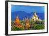 South East Asia, Myanmar, Bagan, Pagodas on Bagan Plain and Thatbyinnyu Pahto Temple-Christian Kober-Framed Photographic Print