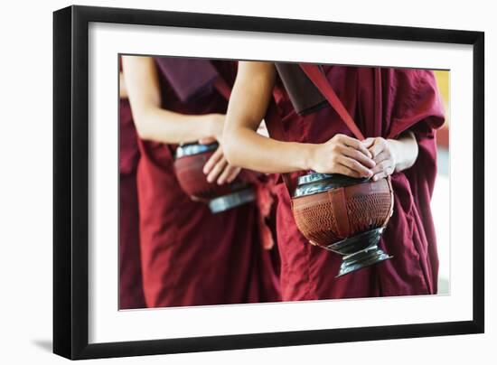 South East Asia, Myanmar, Bago, Kha Khat Wain Kyaung Monastery, Meal Time-Christian Kober-Framed Photographic Print