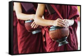 South East Asia, Myanmar, Bago, Kha Khat Wain Kyaung Monastery, Meal Time-Christian Kober-Framed Stretched Canvas