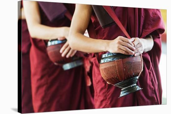 South East Asia, Myanmar, Bago, Kha Khat Wain Kyaung Monastery, Meal Time-Christian Kober-Stretched Canvas