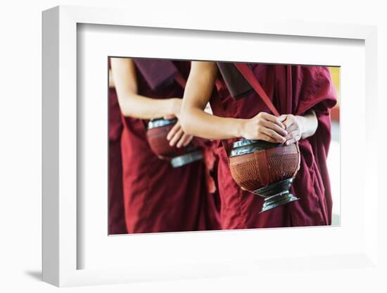 South East Asia, Myanmar, Bago, Kha Khat Wain Kyaung Monastery, Meal Time-Christian Kober-Framed Photographic Print