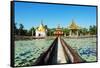 South East Asia, Myanmar, Bago, Lakeside Pagodas-Christian Kober-Framed Stretched Canvas