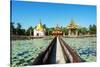 South East Asia, Myanmar, Bago, Lakeside Pagodas-Christian Kober-Stretched Canvas