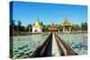 South East Asia, Myanmar, Bago, Lakeside Pagodas-Christian Kober-Stretched Canvas