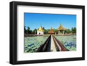 South East Asia, Myanmar, Bago, Lakeside Pagodas-Christian Kober-Framed Photographic Print