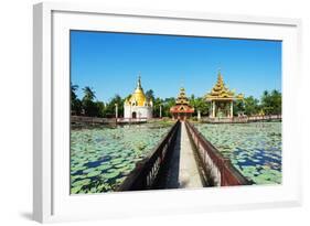 South East Asia, Myanmar, Bago, Lakeside Pagodas-Christian Kober-Framed Photographic Print