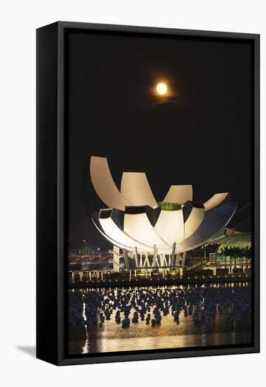 South East Asia, Singapore, Art Science Museum and Full Moon-Christian Kober-Framed Stretched Canvas