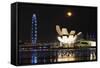 South East Asia, Singapore, Art Science Museum and Full Moon-Christian Kober-Framed Stretched Canvas