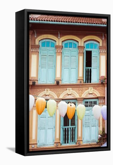 South East Asia, Singapore, Chinatown, Shutters on Colonial Building-Christian Kober-Framed Stretched Canvas