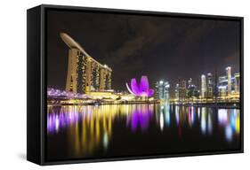 South East Asia, Singapore, Marina Bay Sands and Art Science Museum-Christian Kober-Framed Stretched Canvas