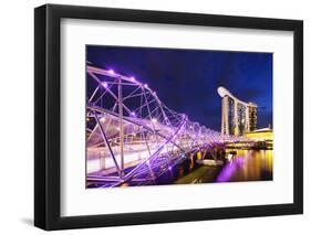 South East Asia, Singapore, Marina Bay Sands and Helix Bridge-Christian Kober-Framed Photographic Print