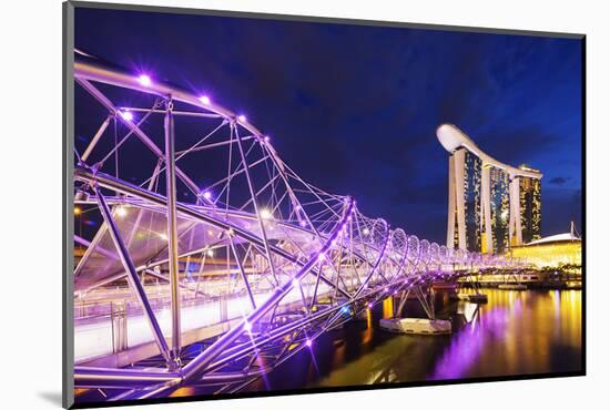 South East Asia, Singapore, Marina Bay Sands and Helix Bridge-Christian Kober-Mounted Photographic Print