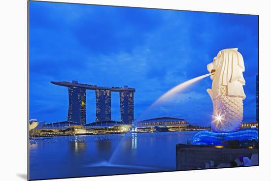 South East Asia, Singapore, Merlion and Marina Bay Sands-Christian Kober-Mounted Photographic Print