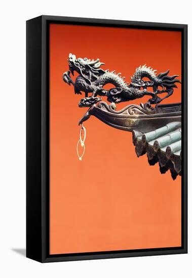 South East Asia, Singapore, Thian Hock Keng Temple, Detail of Dragon Sculpture-Christian Kober-Framed Stretched Canvas