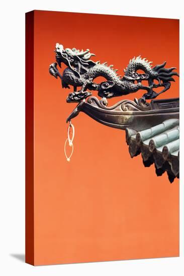 South East Asia, Singapore, Thian Hock Keng Temple, Detail of Dragon Sculpture-Christian Kober-Stretched Canvas