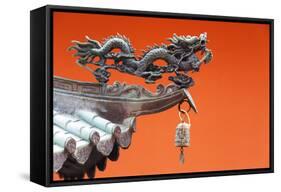 South East Asia, Singapore, Thian Hock Keng Temple, Detail of Dragon Sculpture-Christian Kober-Framed Stretched Canvas