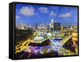 South East Asia, Singapore, View Over Entertainment District of Clarke Quay-Gavin Hellier-Framed Stretched Canvas
