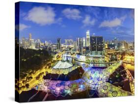 South East Asia, Singapore, View Over Entertainment District of Clarke Quay-Gavin Hellier-Stretched Canvas