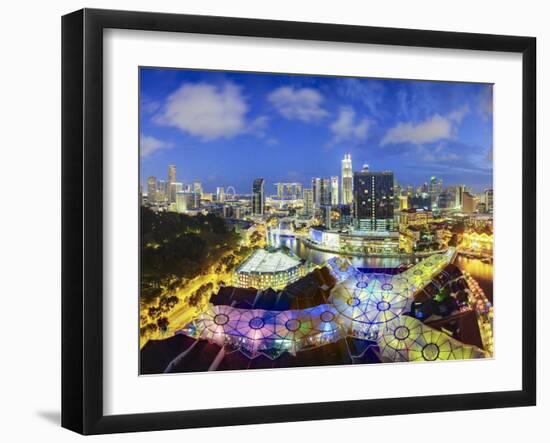 South East Asia, Singapore, View Over Entertainment District of Clarke Quay-Gavin Hellier-Framed Photographic Print