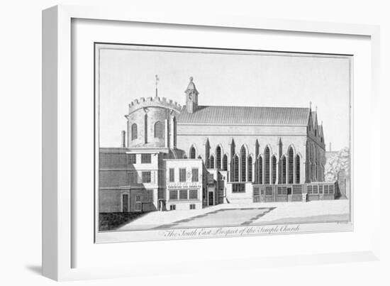 South-East View of Temple Church, City of London, 1737-Benjamin Cole-Framed Giclee Print