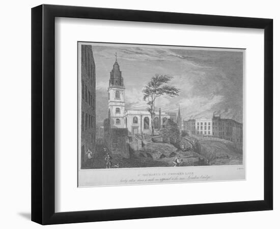 South-East View of the Church of St Michael, Crooked Lane, City of London, 1830-John Wells-Framed Giclee Print