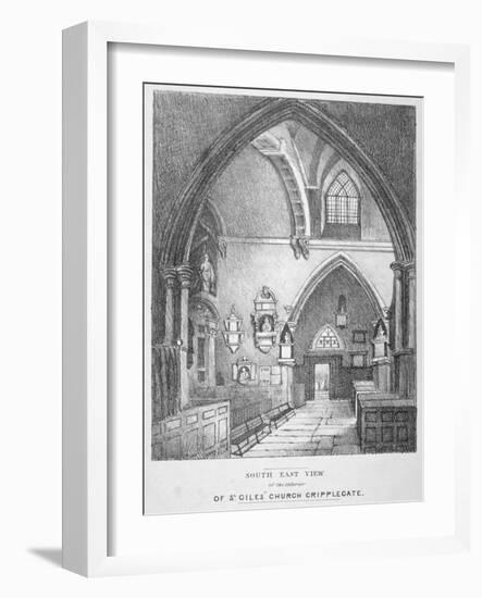 South-East View of the Interior of the Church of St Giles Without Cripplegate, City of London, 1825-null-Framed Giclee Print