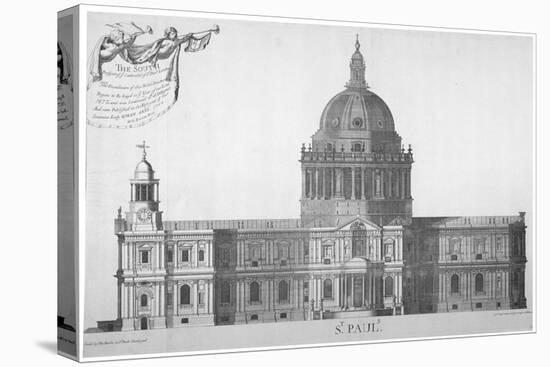 South Elevation of St Paul's Cathedral, City of London, 1702-William Emmett-Stretched Canvas